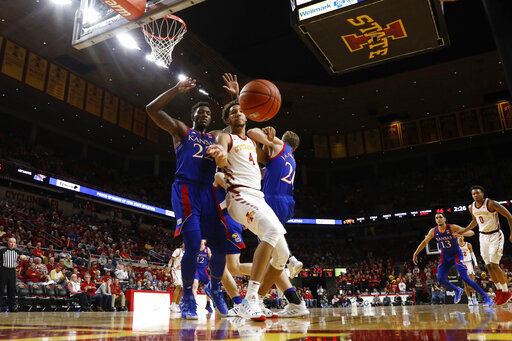 Dotson scores 20 points, No. 3 Kansas routs Iowa State 79-53